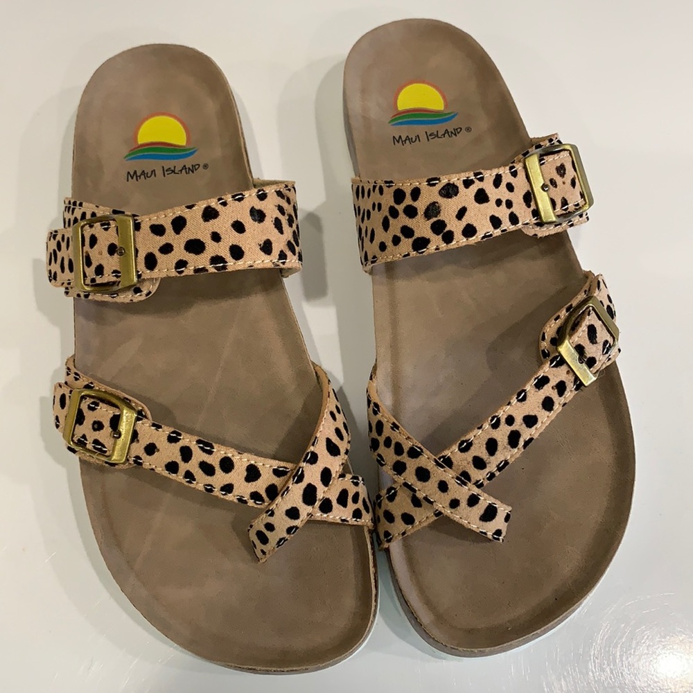 Leopard print Birkenstock inspired sandals NWOT
